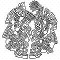 depiction of Aztec warriors resembling sacrum bone